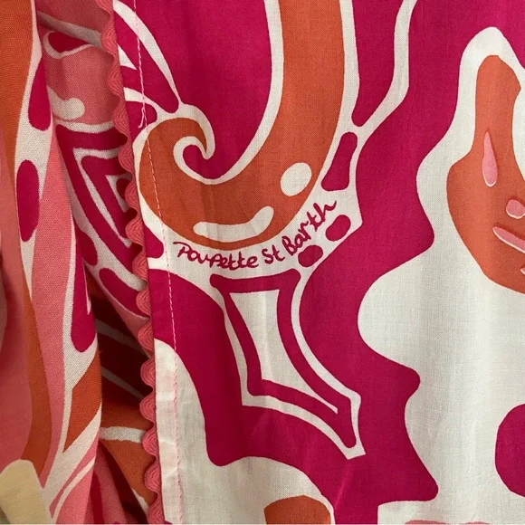 Poupette St Barth Carla Printed Satin Maxi Skirt Size XS Tassel Slit - Picture 4 of 15